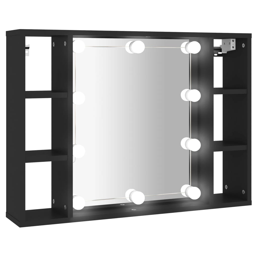 vidaXL peegelkapp LEDiga, must, 76 x 15 x 55 cm