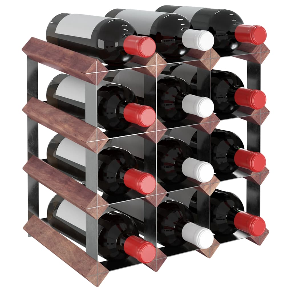vidaXL veiniriiul 12 pudelile, pruun, männipuit