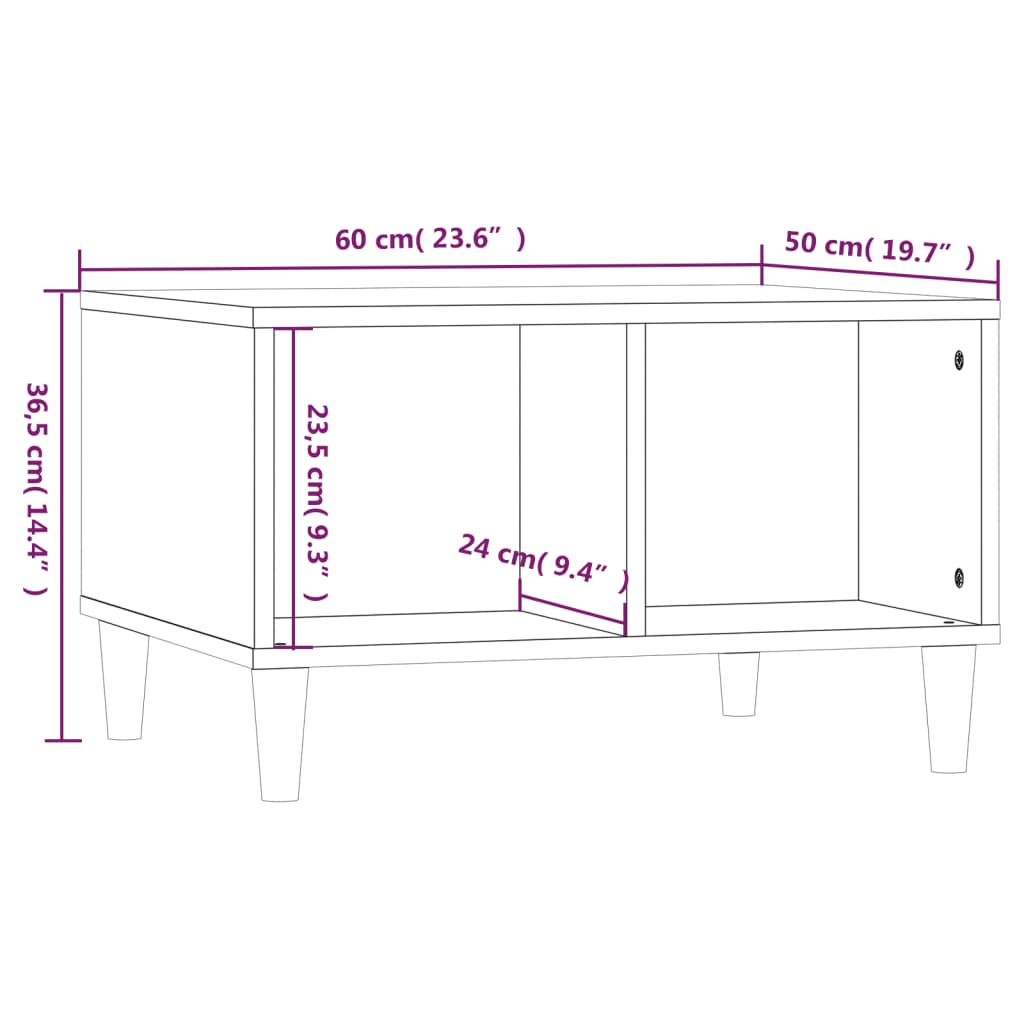 vidaXL kohvilaud, betoonhall, 60 x 50 x 36,5 cm, tehispuit