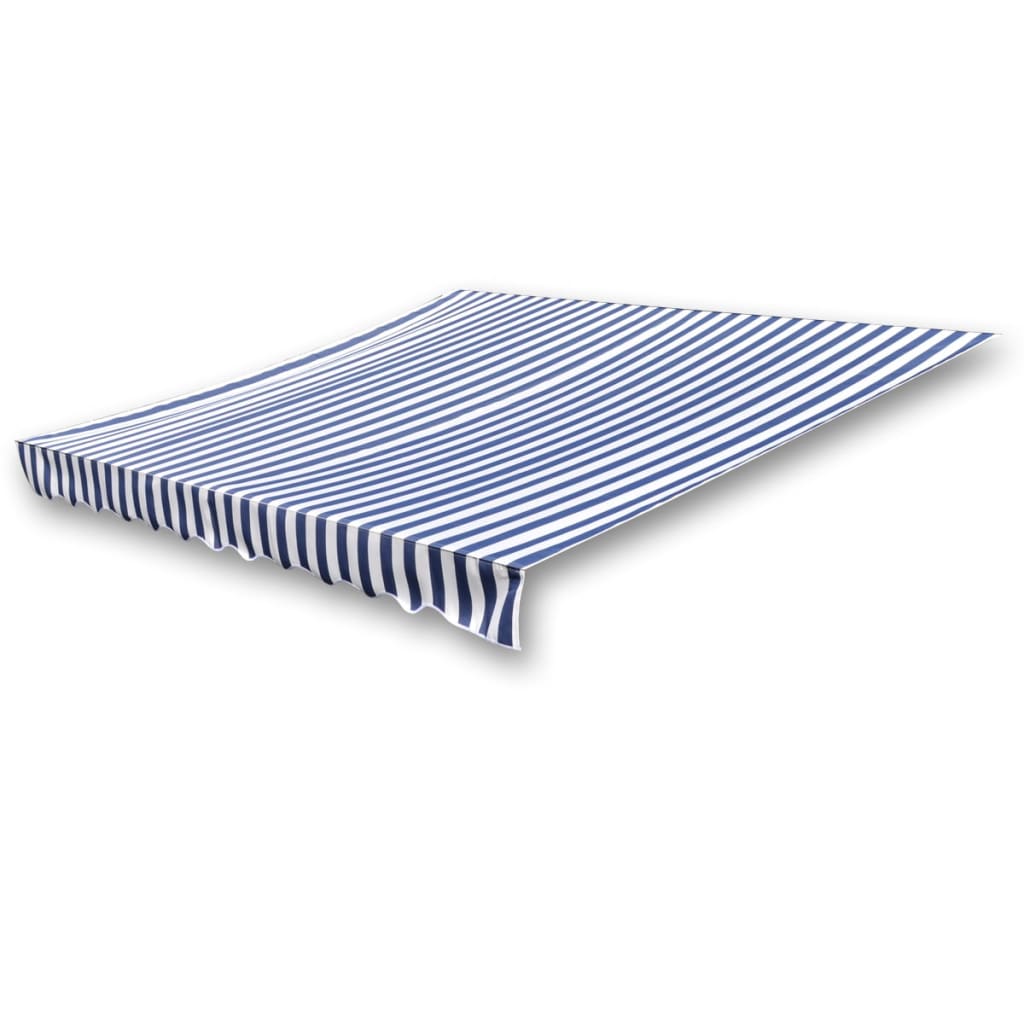 140010 vidaXL Awning Top Sunshade Canvas Navy Blue and White 4x3 m