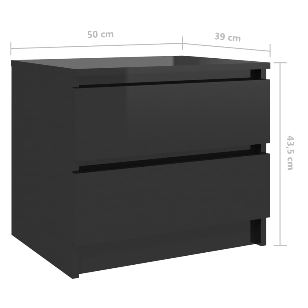 vidaXL öökapp, kõrgläikega must, 50x39x43,5 cm, puitlaastplaat