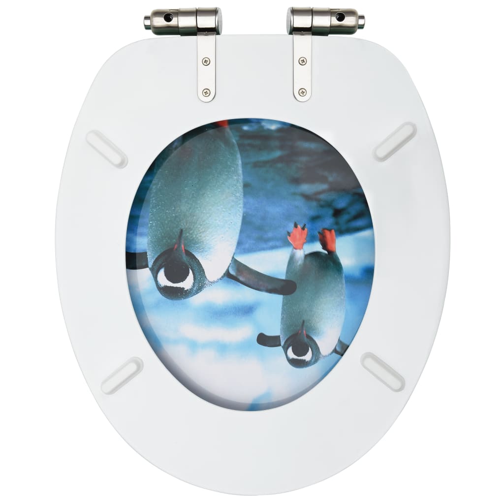 vidaXL WC prill-laud vaikselt sulguv, MDF, pingviinidisainiga