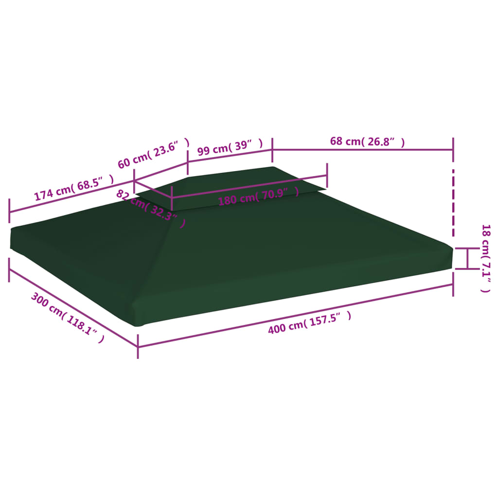 vidaXL varikatuse asenduskate 310 g / m², roheline, 3 x 4 m