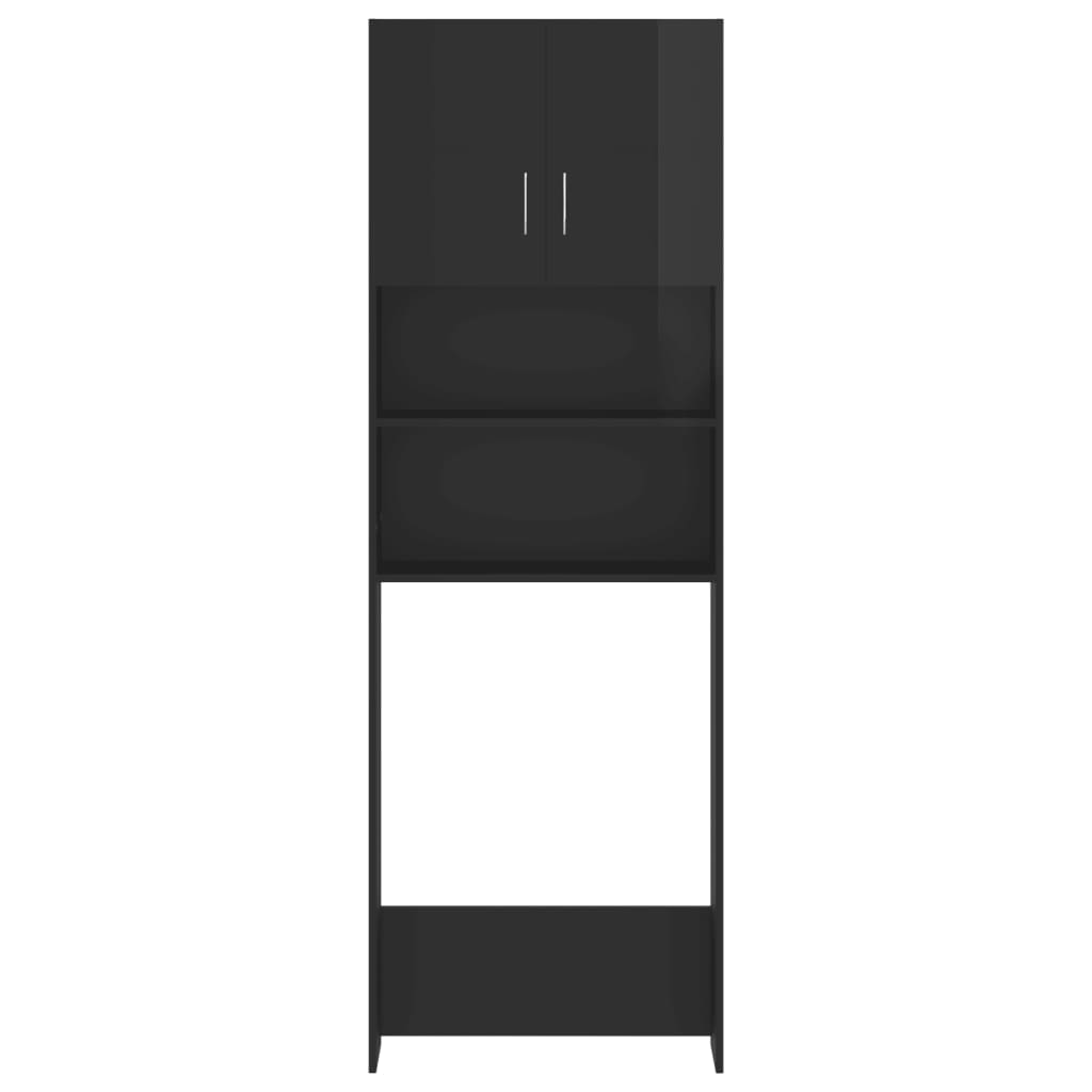 vidaXL pesumasinakappide komplekt, kõrgläikega must, puitlaastplaat
