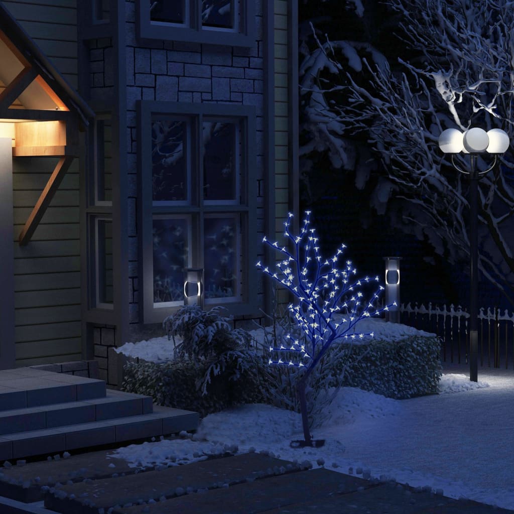 vidaXL jõulupuu 128 LEDi, sinine valgus, kirsiõied 120 cm