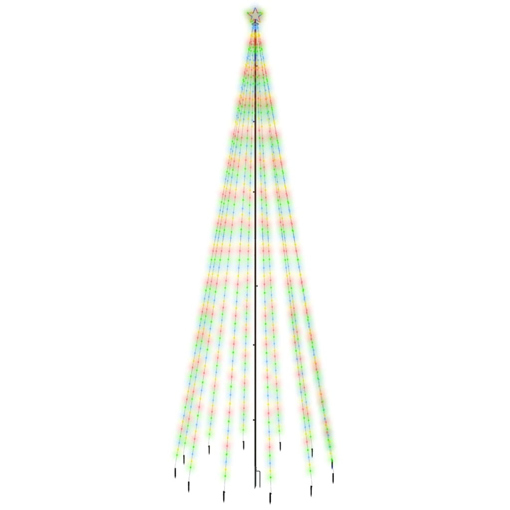 vidaXL jõulupuu vaiaga, värvilised 732 LEDi, 500 cm