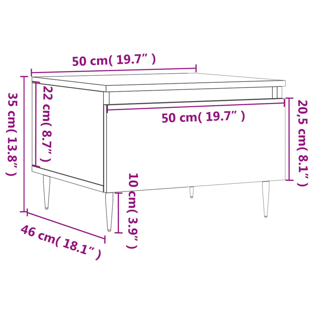 vidaXL kohvilaud, Sonoma tamm, 50 x 46 x 35 cm, tehispuit
