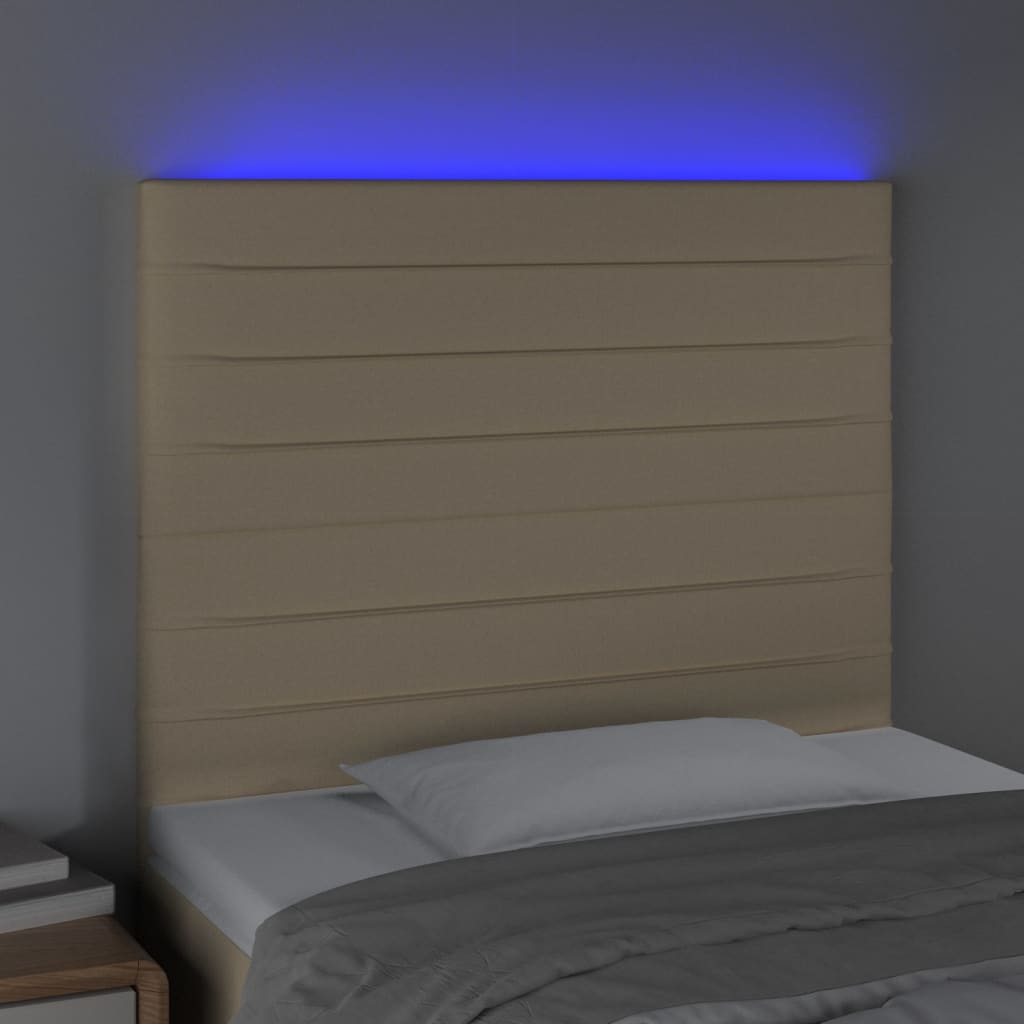 vidaXL LED-voodipeats, kreemjas, 80x5x118/128 cm, kangas