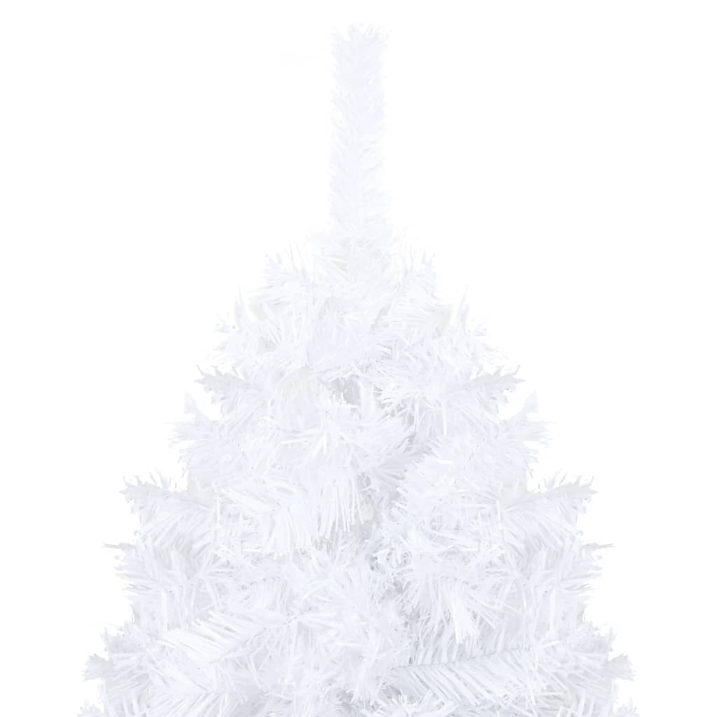 vidaXL valgustatud kunstkuusk paksude okstega, valge, 210 cm