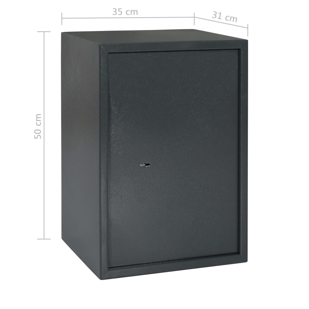 vidaXL mehaaniline seif, tumehall, 35 x 31 x 50 cm, teras