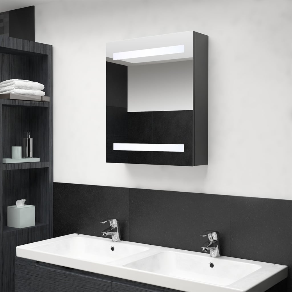 vidaXL LED vannitoa peegelkapp, hall, 50 x 14 x 60 cm
