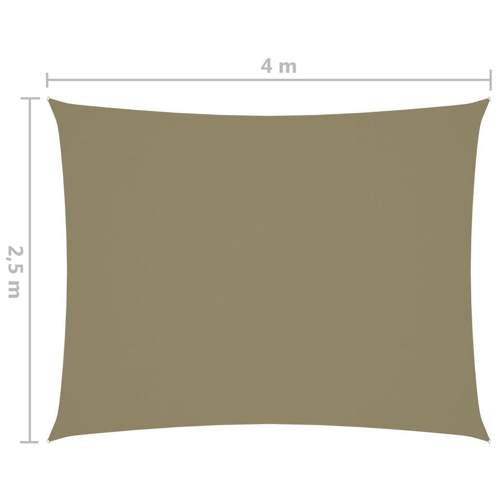 vidaXL oxford-kangast päikesepuri, ristkülik, 2,5 x 4 m, beež