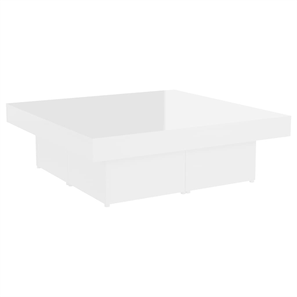 vidaXL kohvilaud, kõrgläikega valge, 90x90x28 cm, puitlaastplaat