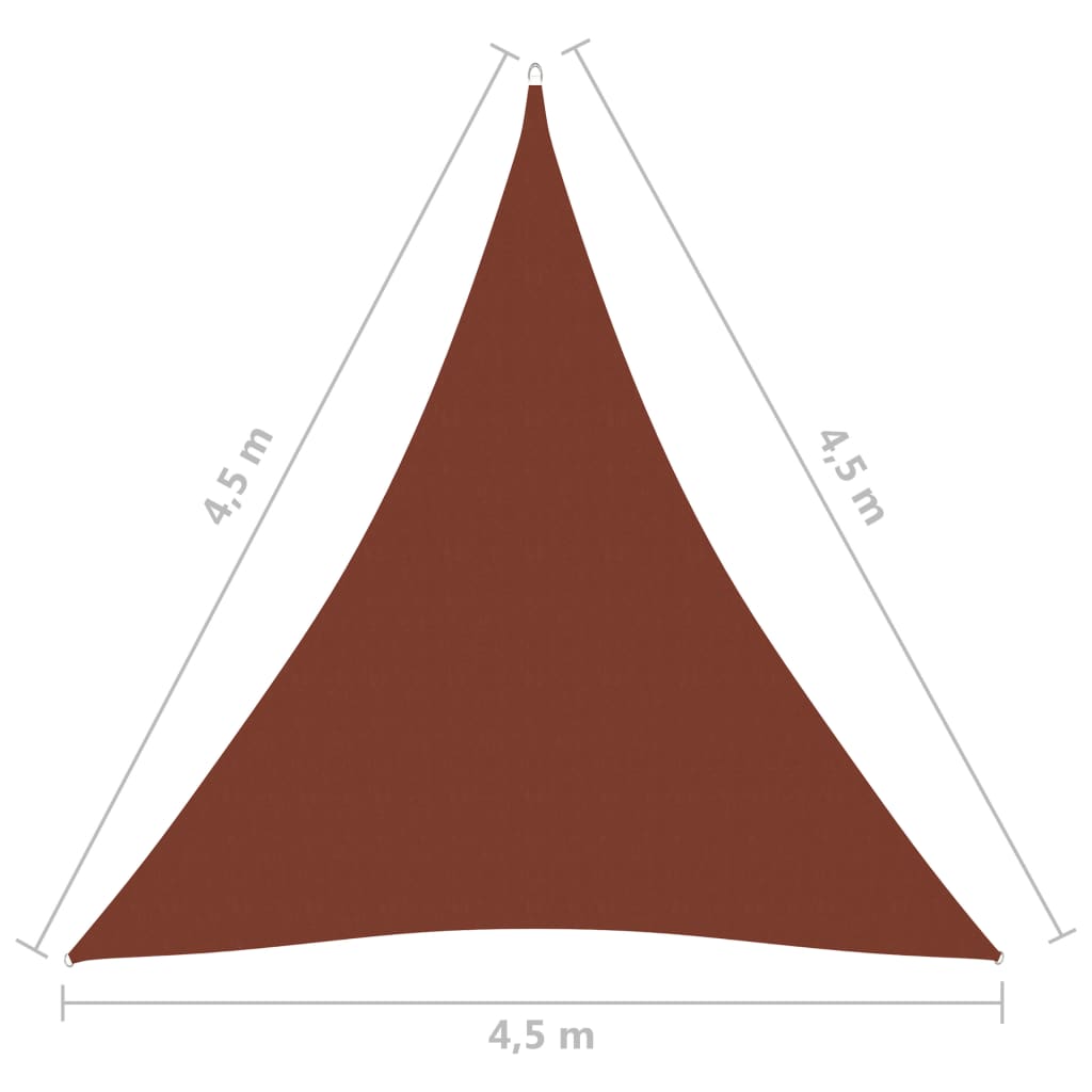 vidaXL päikesepuri, oxford-kangast, kolmnurk, 4,5x4,5x4,5 m, terrakota