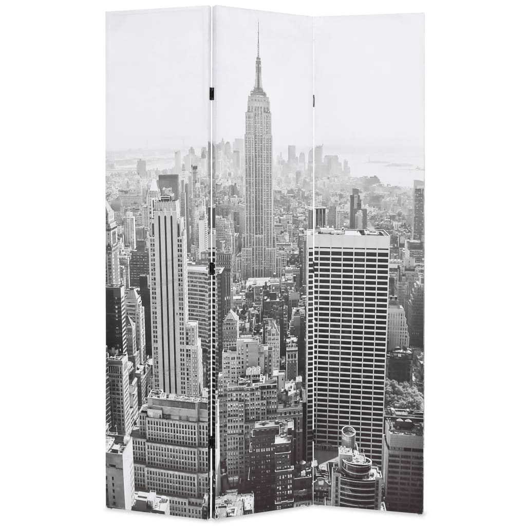 vidaXL kokkupandav sirm 120 x 170 cm, New York, must valge