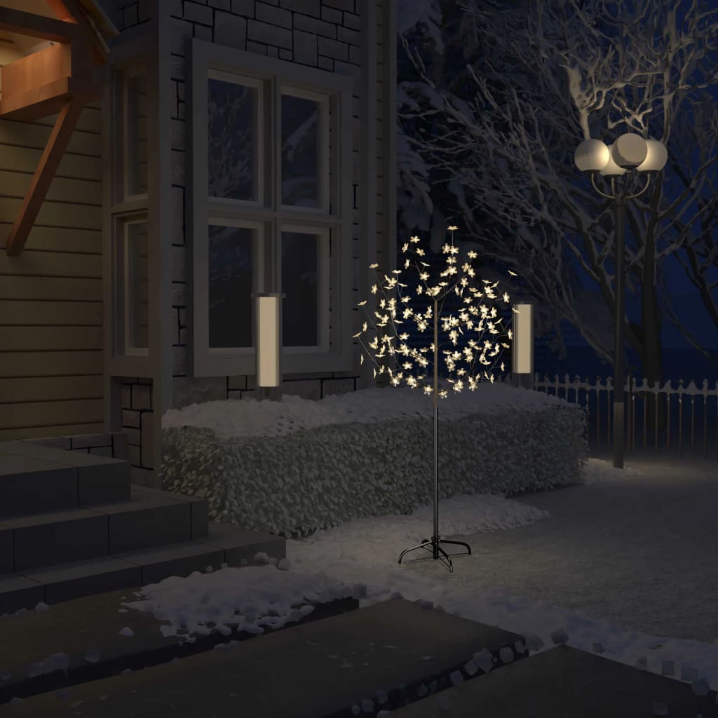 vidaXL jõulupuu 120 LEDi, soe valge, kirsiõied 150 cm
