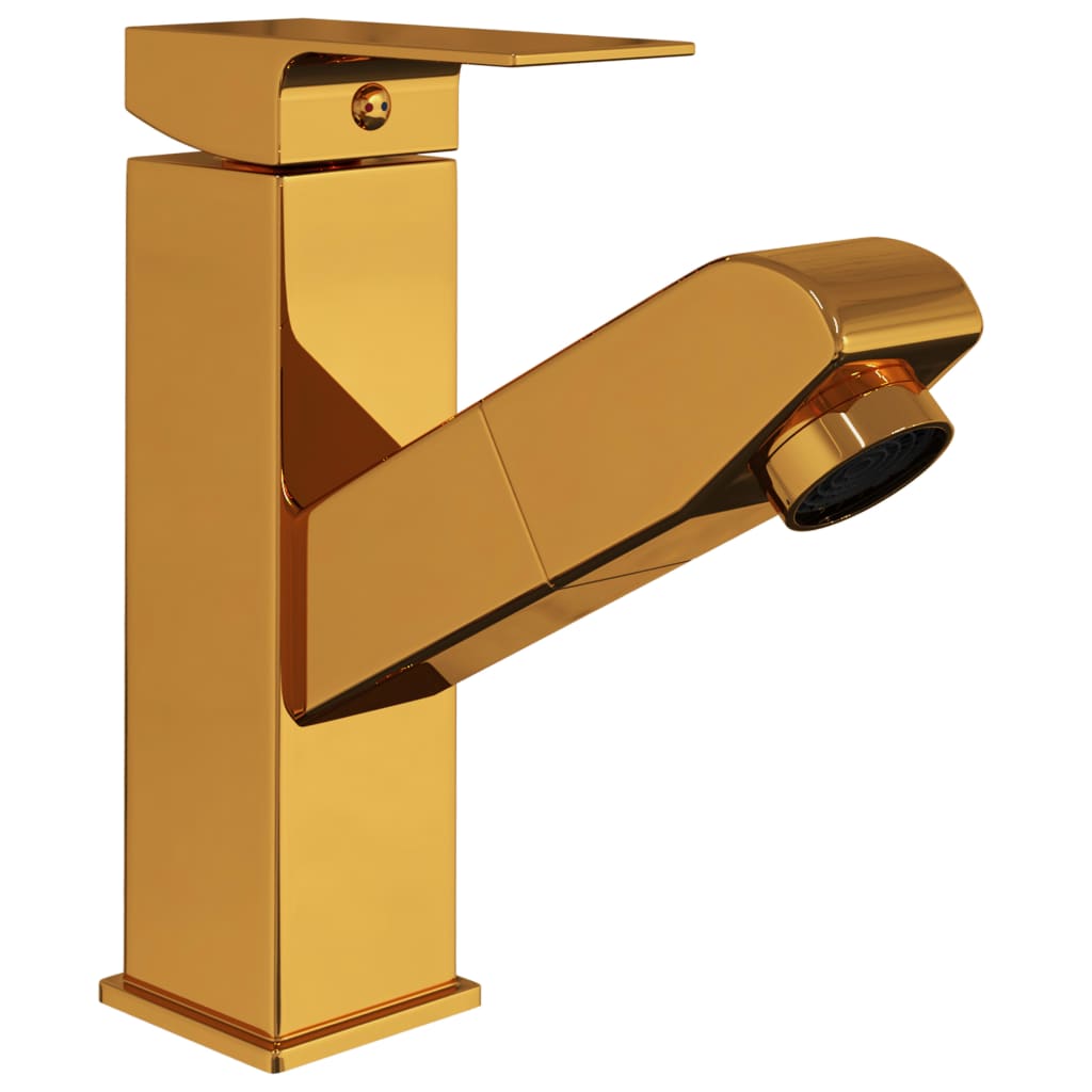 vidaXL vannitoakraan, väljatõmmatav, kuldne, 157 x 172 mm
