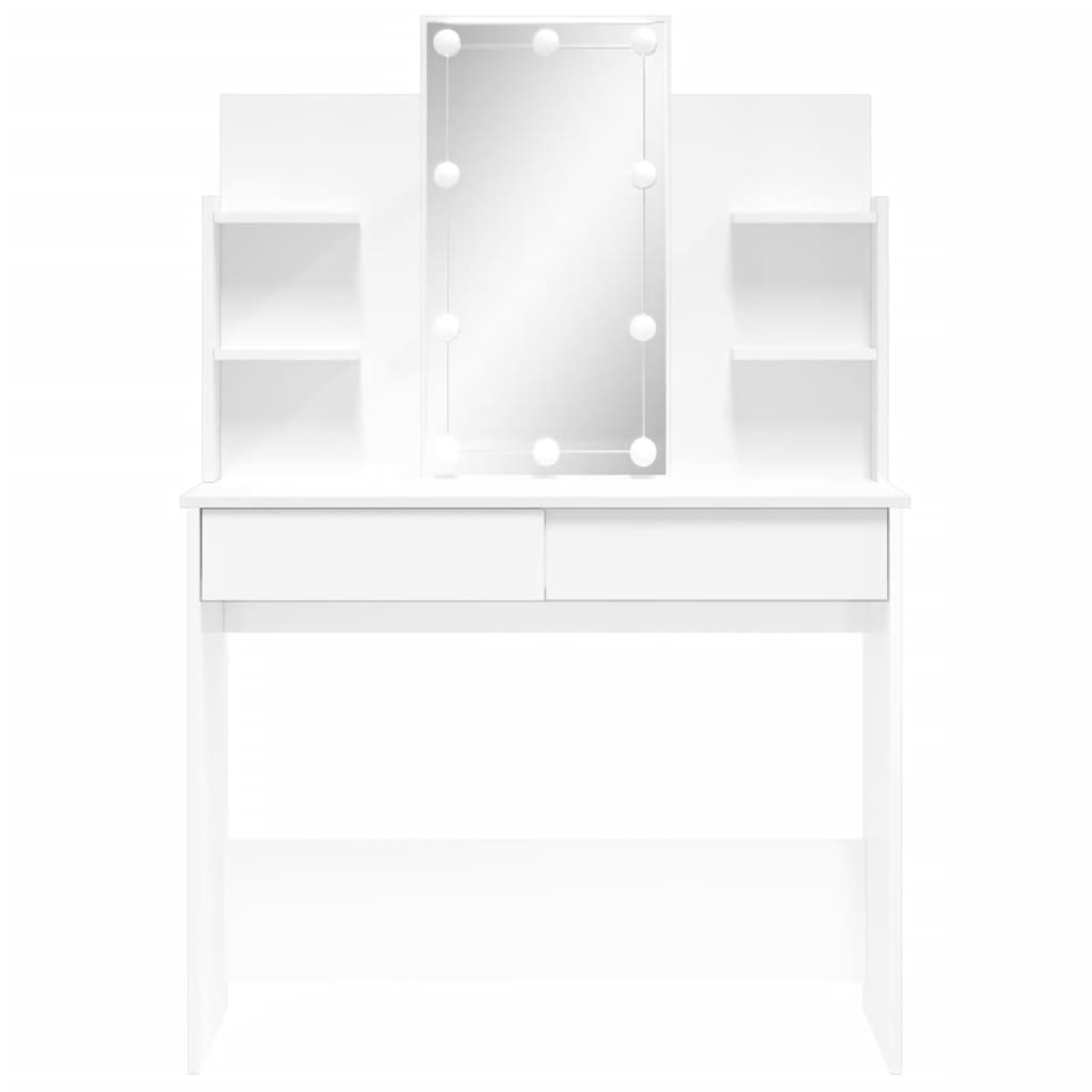 vidaXL tualettlaud LEDiga, kõrgläikega valge, 96x40x142 cm