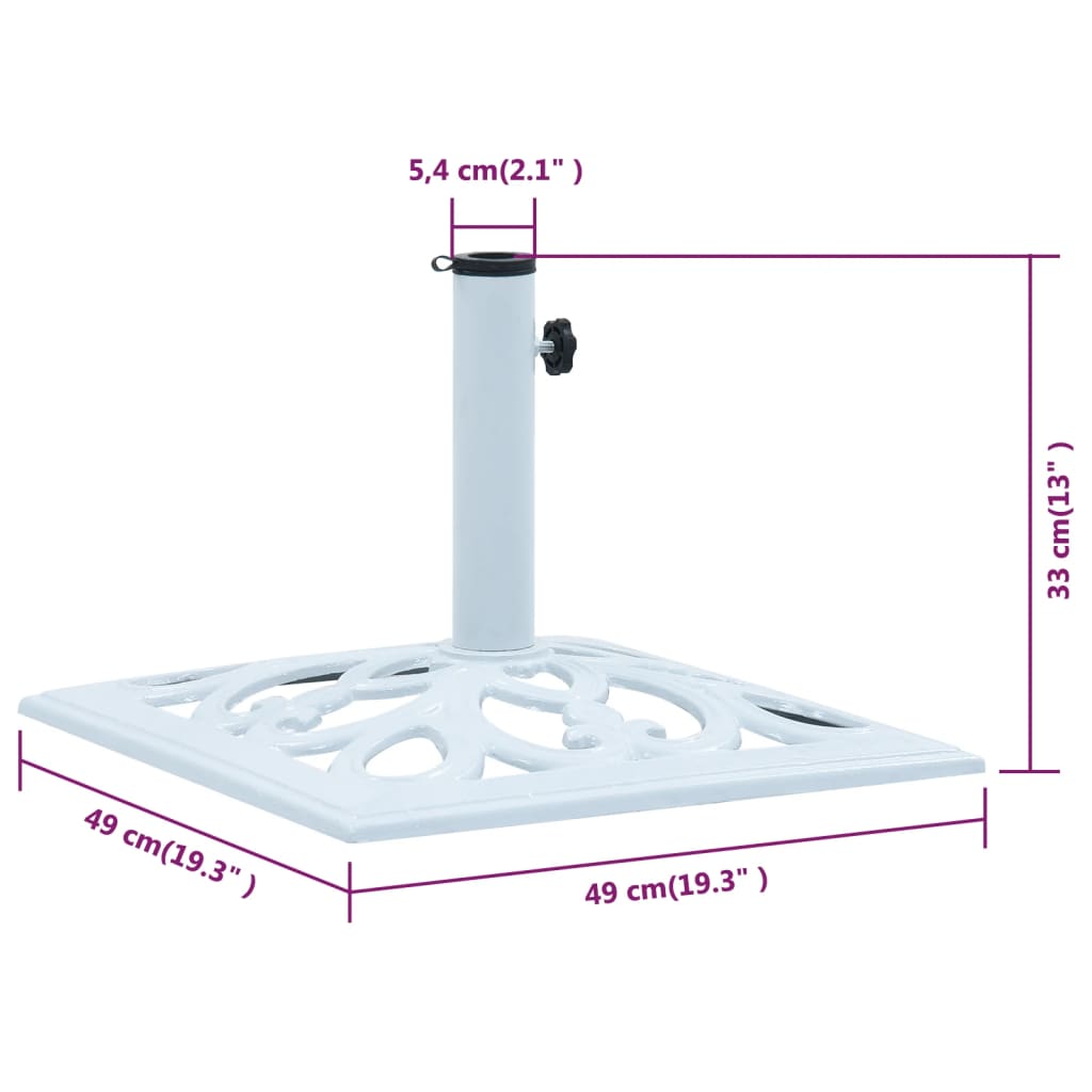 vidaXL päikesevarju alus, valge, 12 kg, 49 cm, malm