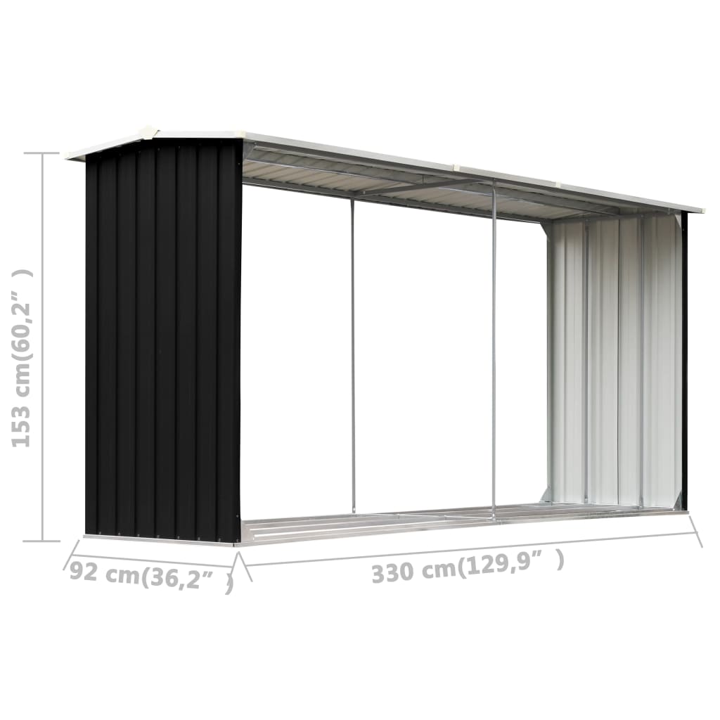 vidaXL puukuur tsingitud teras, 330 x 92 x 153 cm, antratsiithall