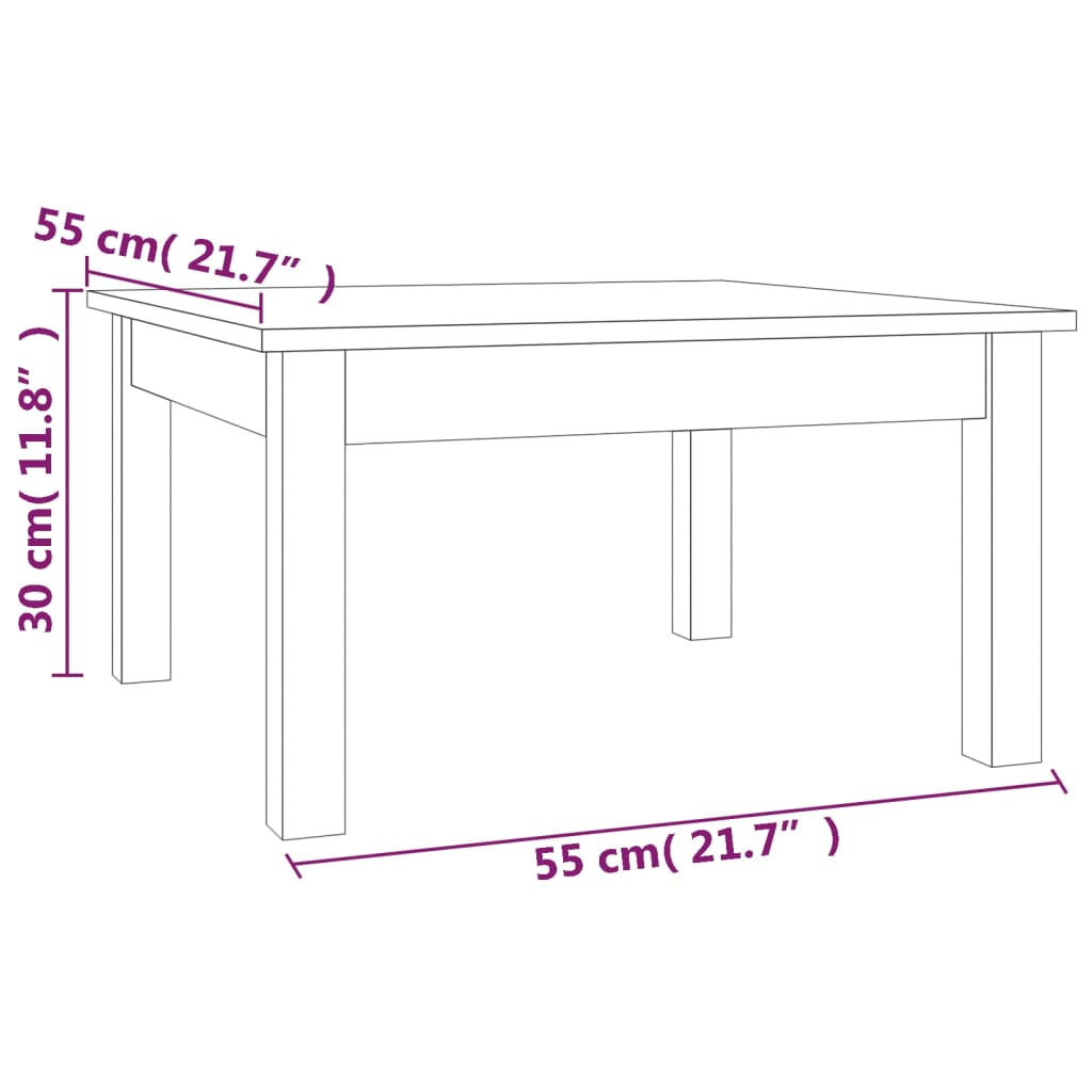 vidaXL kohvilaud, meepruun, 55 x 55 x 30 cm, männipuit