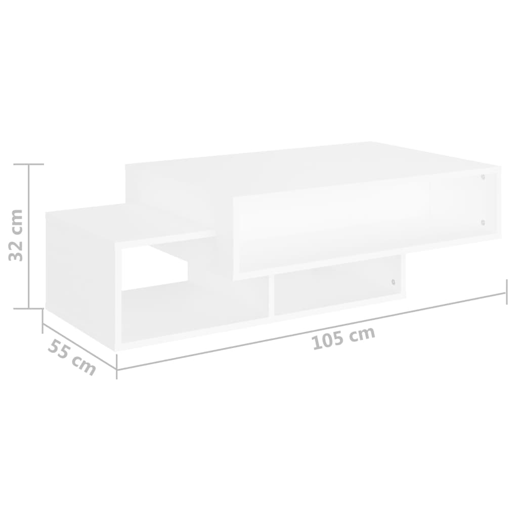 vidaXL kohvilaud, valge, 105 x 55 x 32 cm puitlaastplaat