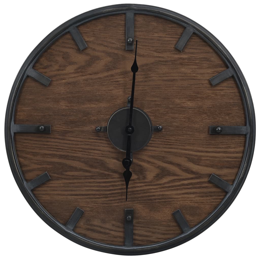 321473 vidaXL Wall Clock Brown and Black 45 cm Iron and MDF