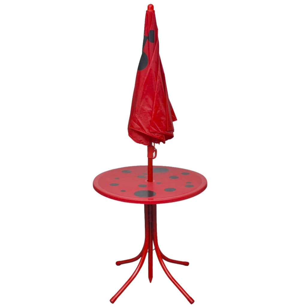 vidaXL 3-osaline laste aiamööblikomplekt päevavarjuga, punane
