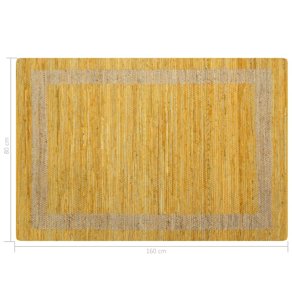 vidaXL käsitsi valmistatud džuutvaip kollane 120 x 180 cm