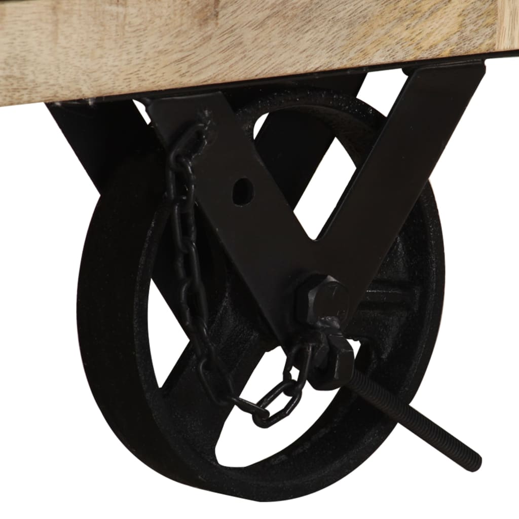 vidaXL telerikapp ratastega, 110 x 30 x 37 cm, mangopuit