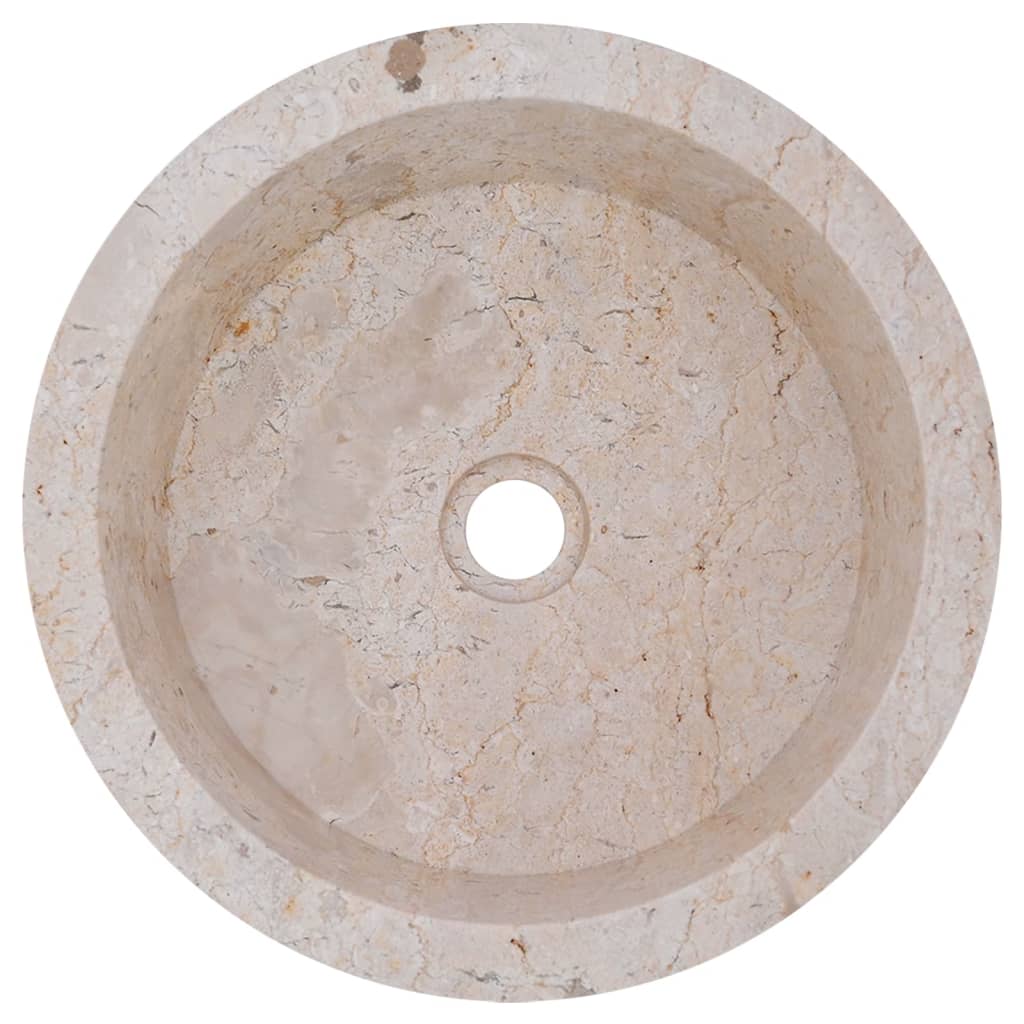 vidaXL valamu, kreemjas, Ø40 x 15 cm, marmor