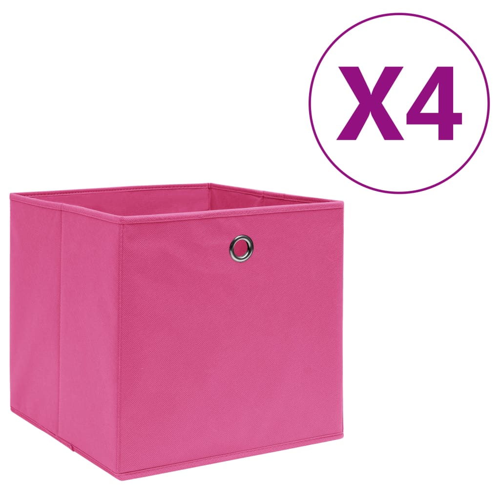 vidaXL mittekootud kangast hoiukastid 4 tk, 28 x 28 x 28 cm, roosa