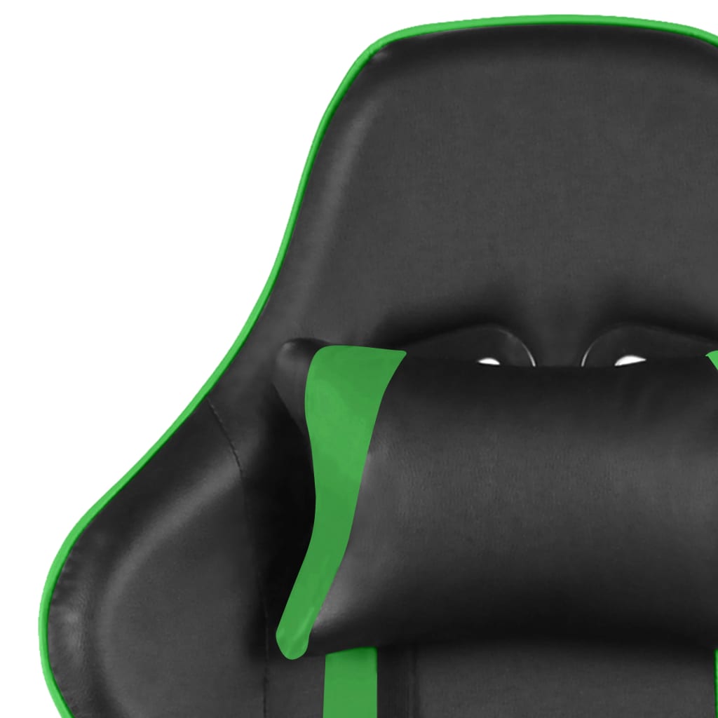 vidaXL pööratav mänguritool jalatoega, roheline, PVC