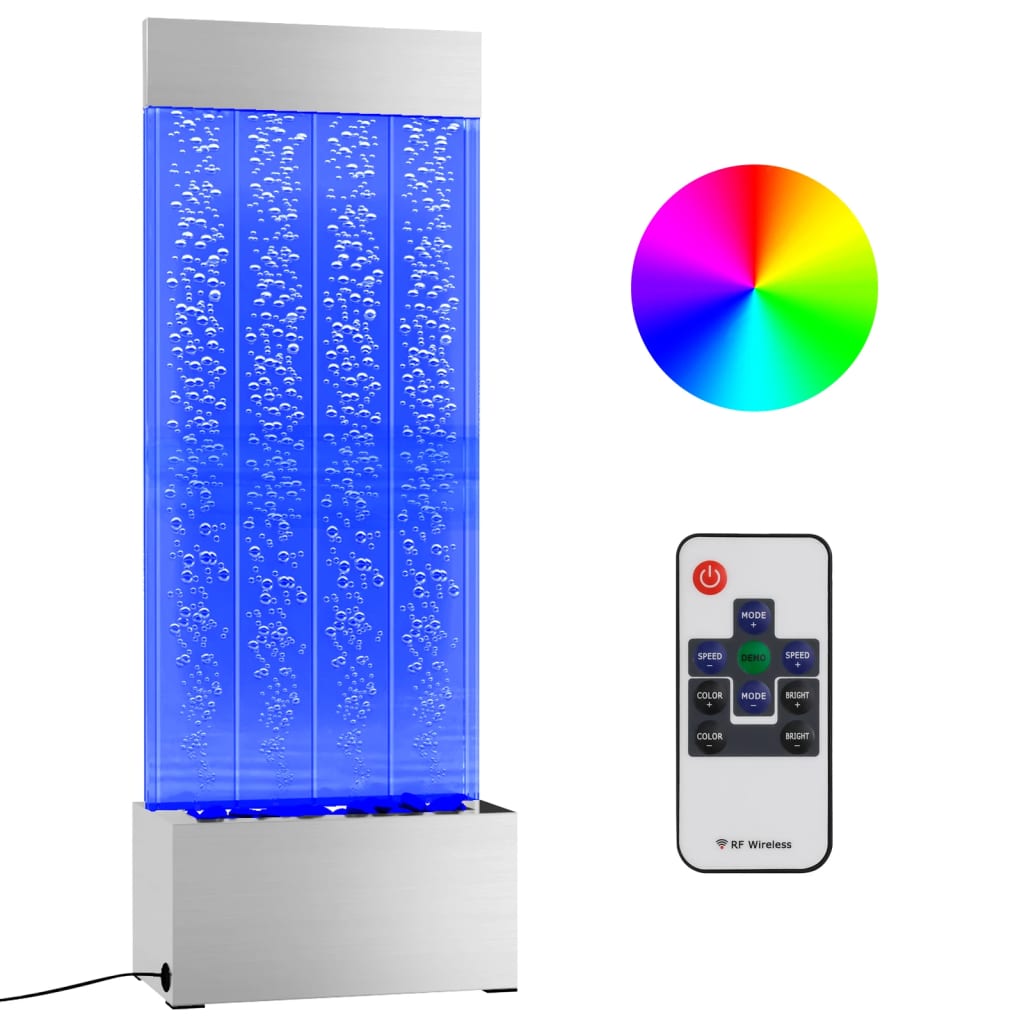 vidaXL mullisammas RGB LED-tuledega, roostevaba teras ja akrüül 110 cm