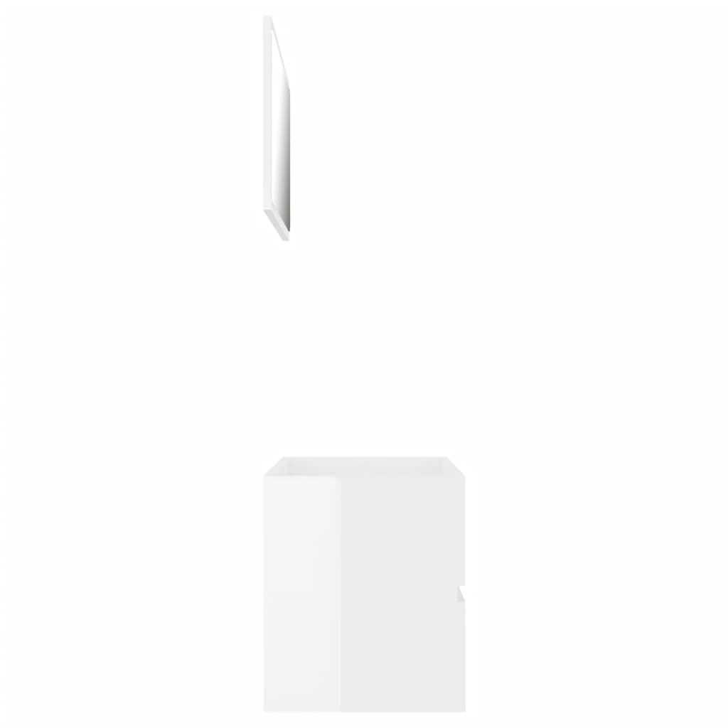vidaXL 2-osaline vannitoamööbel, kõrgläikega, valge, puitlaastplaat