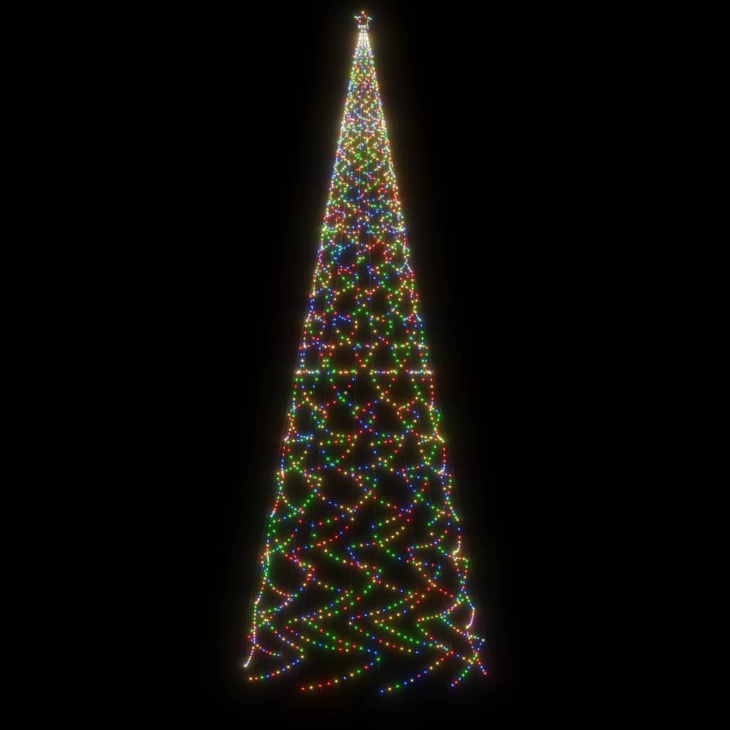 vidaXL jõulupuu vaiaga, värvilised 3000 LEDi, 800 cm