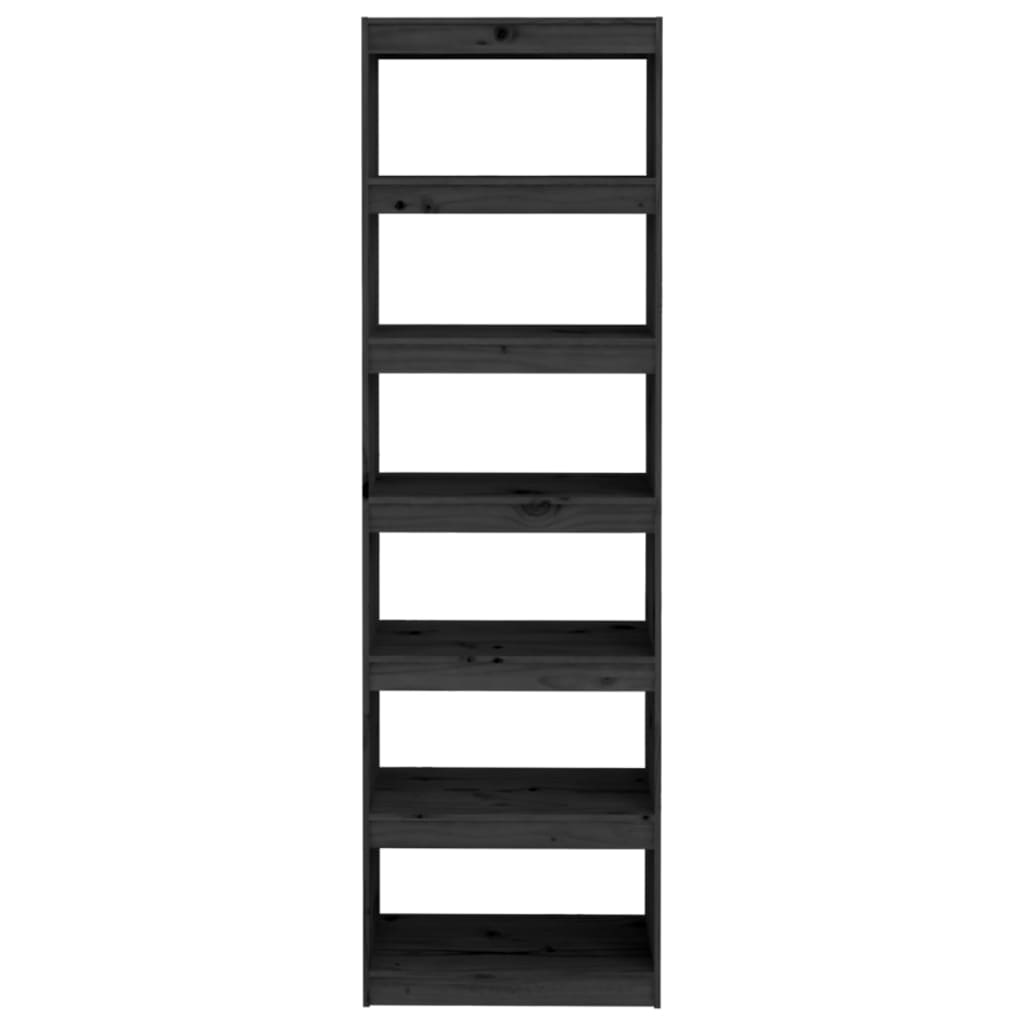vidaXL raamaturiiul/ruumijagaja, must 60 x 30 x 199,5 cm täismännipuit