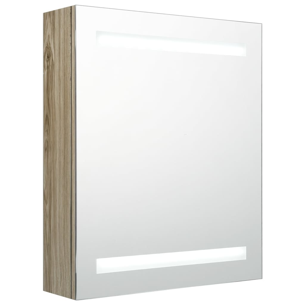 vidaXL LED vannitoa peegelkapp, tamm, 50 x 14 x 60 cm