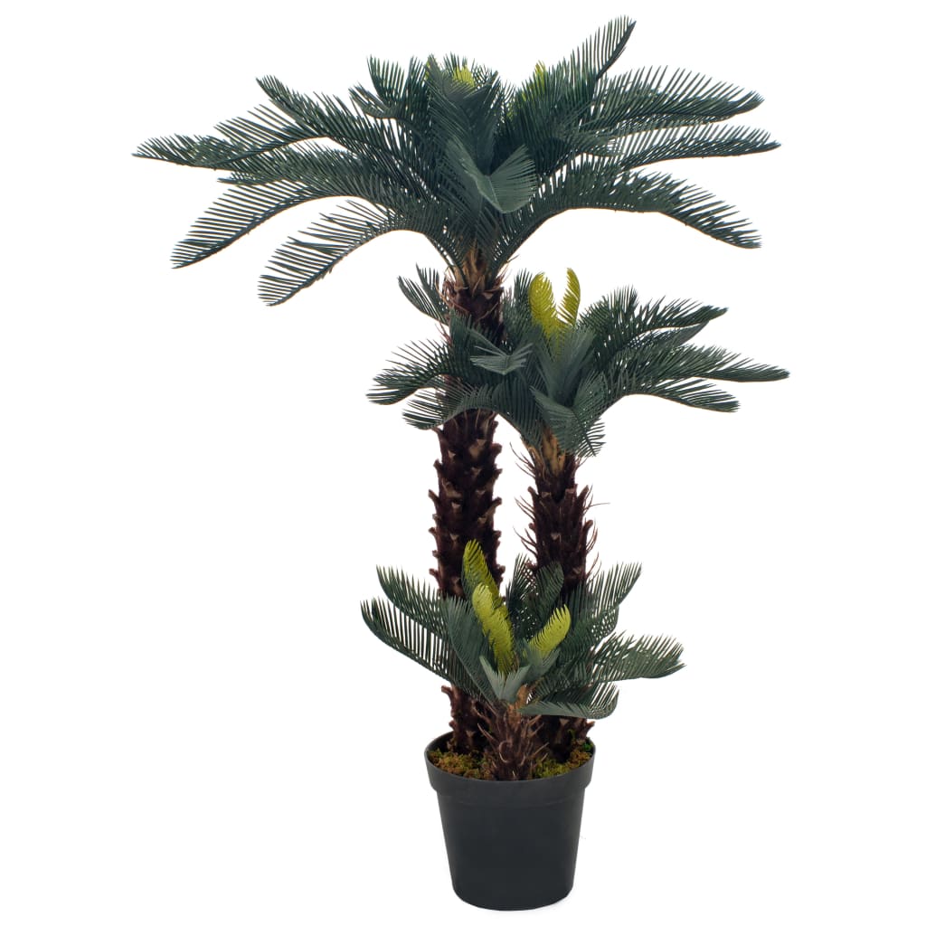vidaXL kunsttaim sago palm lillepotiga, roheline, 125 cm