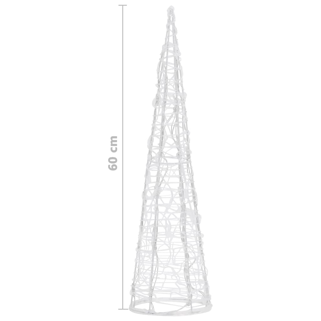 vidaXL akrüülist valguspüramiid, LED-tuli, koonus, soe valge 60 cm