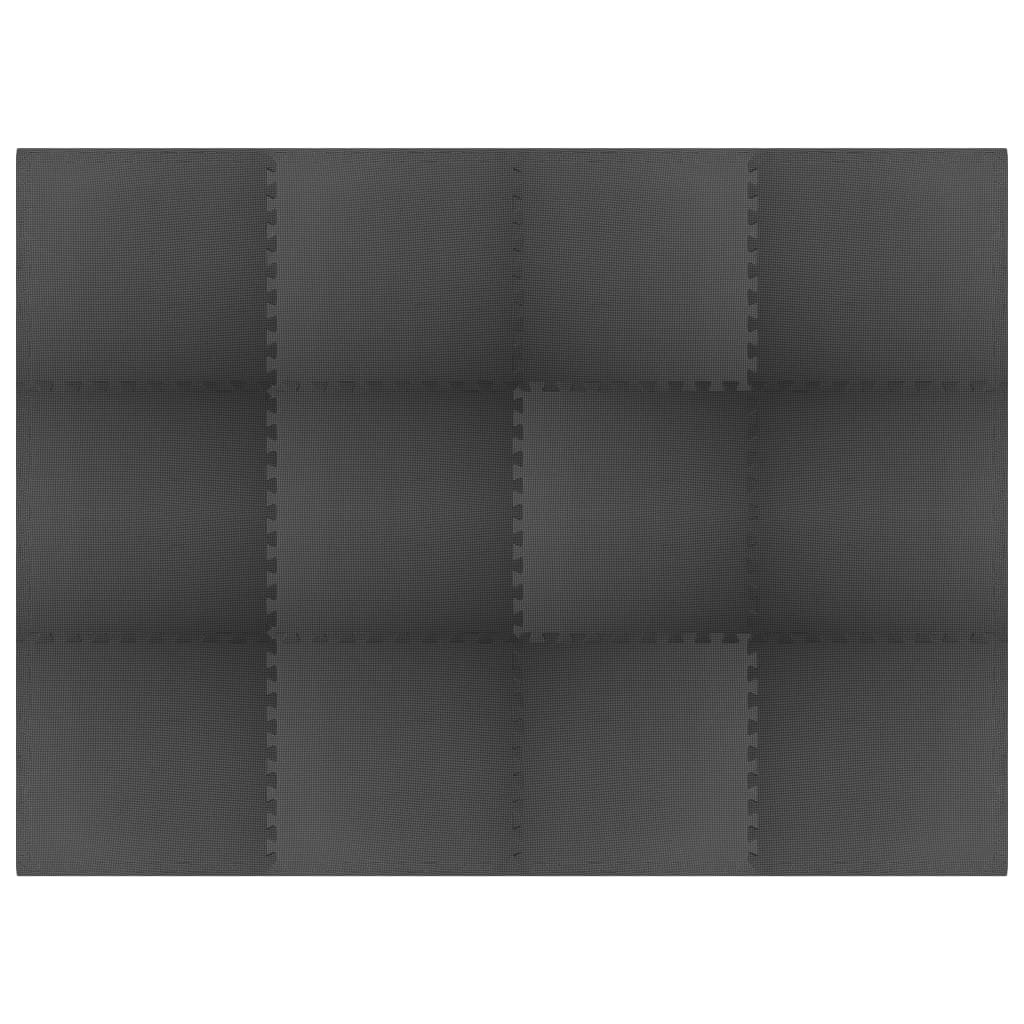 vidaXL põrandamatid 12 tk 4,32 ㎡ EVA-vaht, must