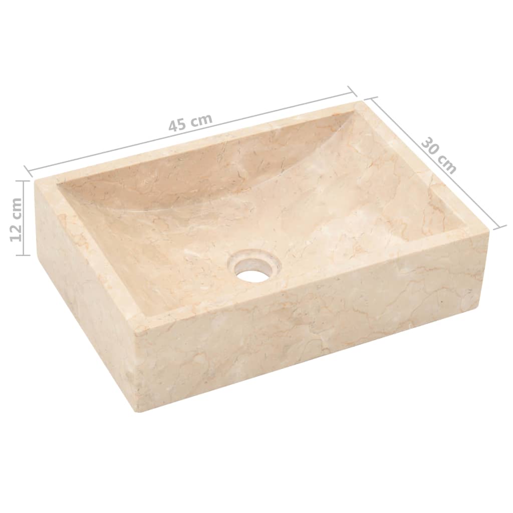 vidaXL vannitoa valamukapp, tiikpuu, marmorist valamutega, kreemjas
