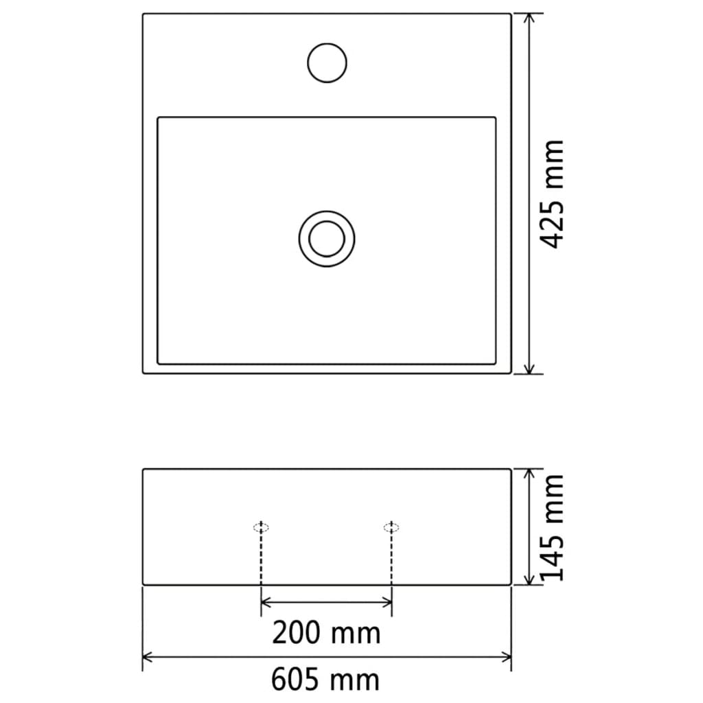 vidaXLi keraamiline valamu kraaniavaga 60,5 x 42,5 x 14,5 cm valge