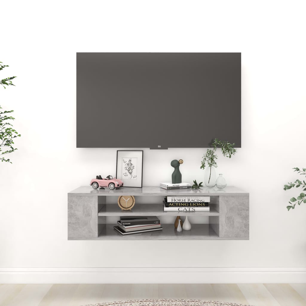 vidaXL seina TV-kapp, betoonhall, 100 x 30 x 26,5 cm, puitlaastplaat