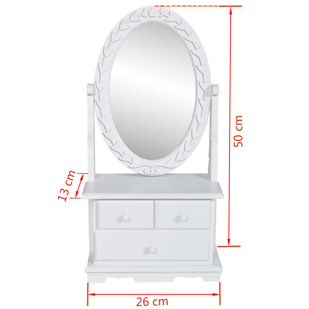 vidaXL pööratava ovaalse peegliga tualettlaud, MDF