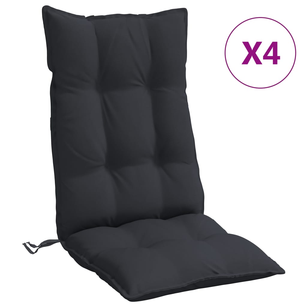 vidaXL kõrge seljatoega toolipadjad 4 tk, must, oxford kangas
