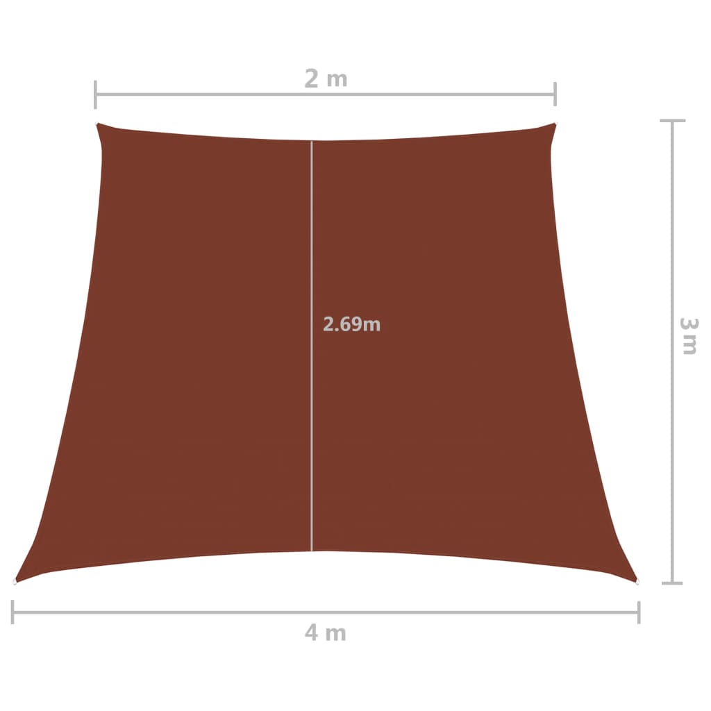 vidaXL oxford-kangast päikesepuri, trapets, 2/4x3 m m, terrakota