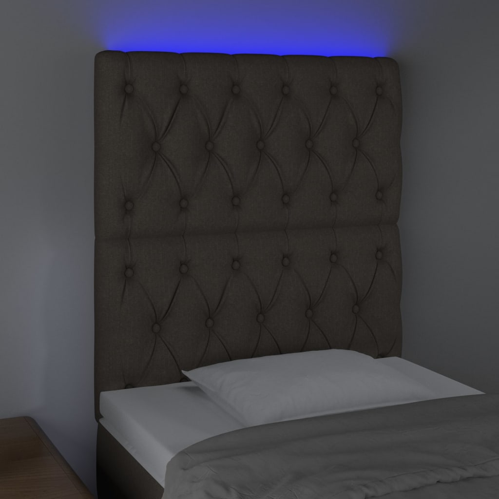 vidaXL LED-voodipeats, pruunikashall, 80x7x118/128 cm, kangas
