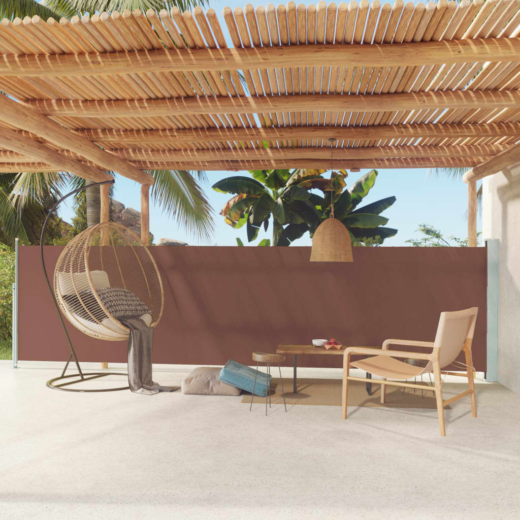 vidaXL lahtitõmmatav terrassi külgsein, 140 x 600 cm, pruun