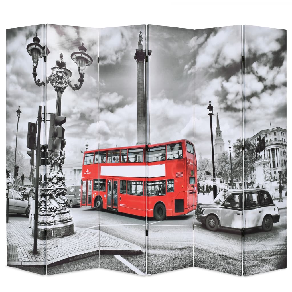 vidaXL kokkupandav sirm 228 x 170 cm, Londoni buss, must ja valge